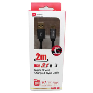 PX USB 3.1 Charger Type A to C 2M Black