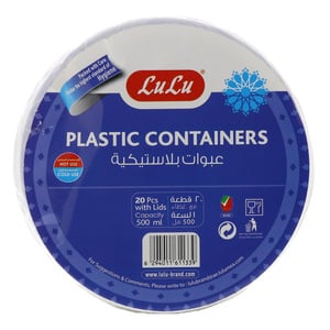 LuLu Plastic Containers with Lids Capacity 500ml 20pcs