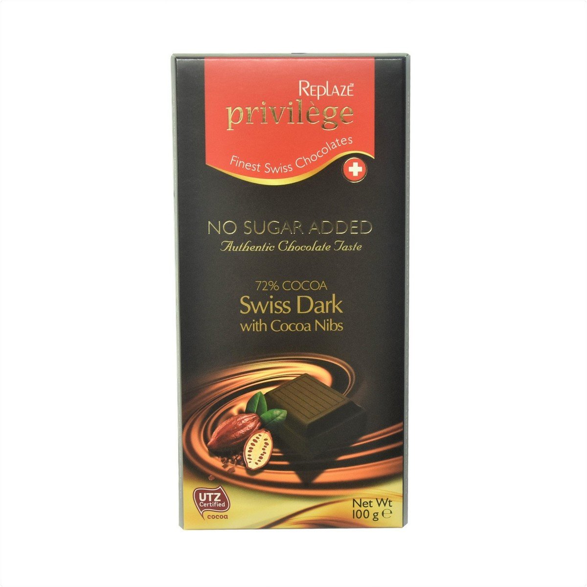 Replaze Privilege Swiss Dark Chocolate with Cocoa Nibs 100 g