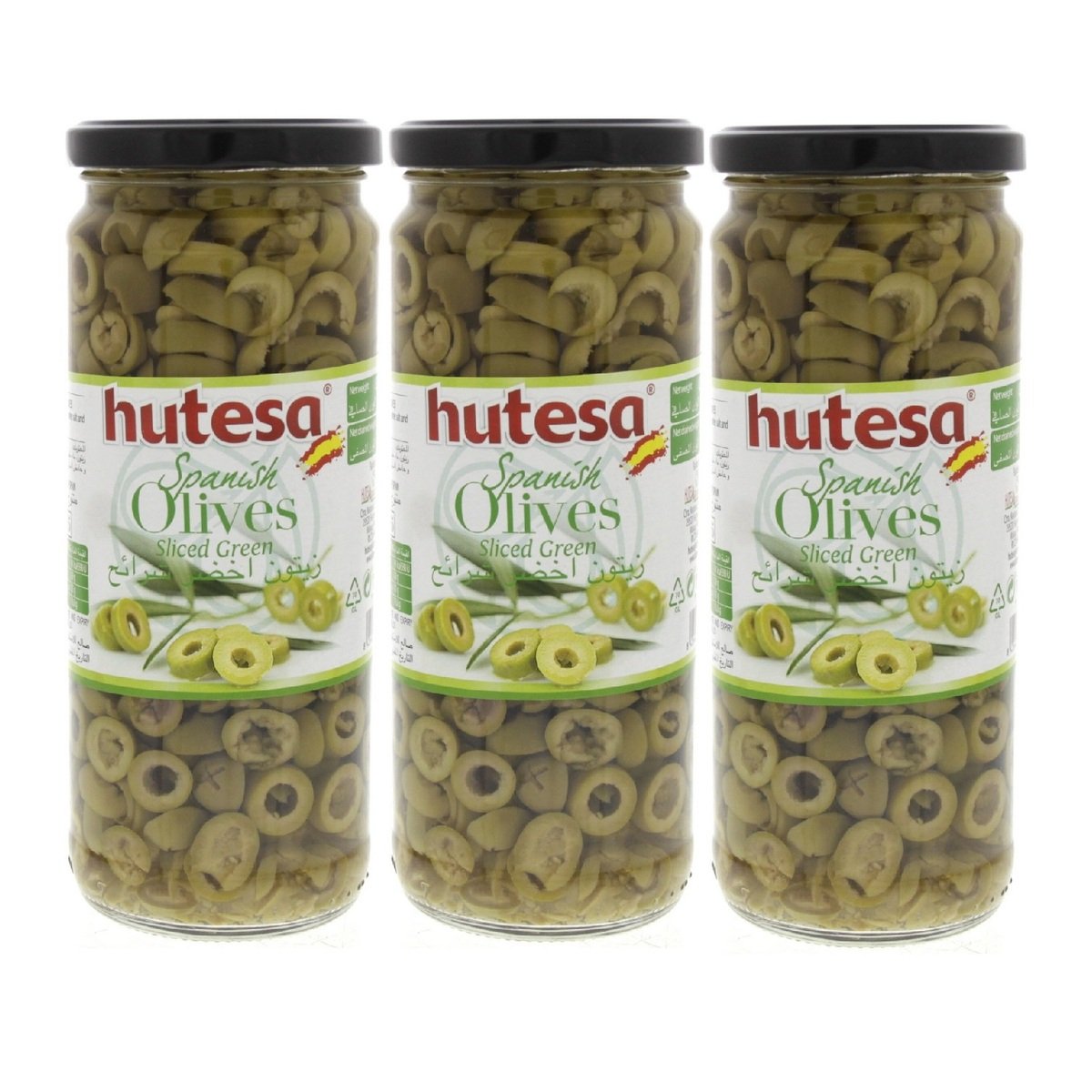 Hutesa Spanish Olives Sliced Green 3 x 230g