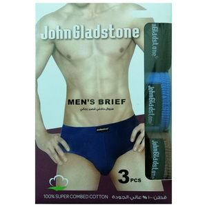 John Gladstone Men's Brief Inner Elastic 3 Pc Pack Assorted Colors JMBC1232-Extra Large