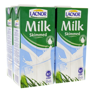 Lacnor Long Life Milk Skimmed 1Litre x 4pcs