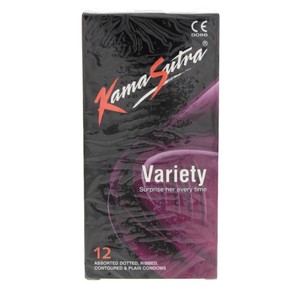 Kama Sutra Variety Assorted Dotted Condoms 12pcs