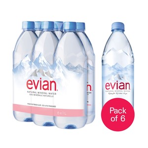Evian Natural Mineral Water 6 x 1Litre