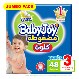 Baby Joy Culotte Pants Diaper Medium Size 3 Jumbo Pack 6-12kg 48pcs