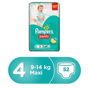 Pampers Pants Diapers, Size 4, Maxi, 9-14kg, Jumbo Pack, 52pcs Count
