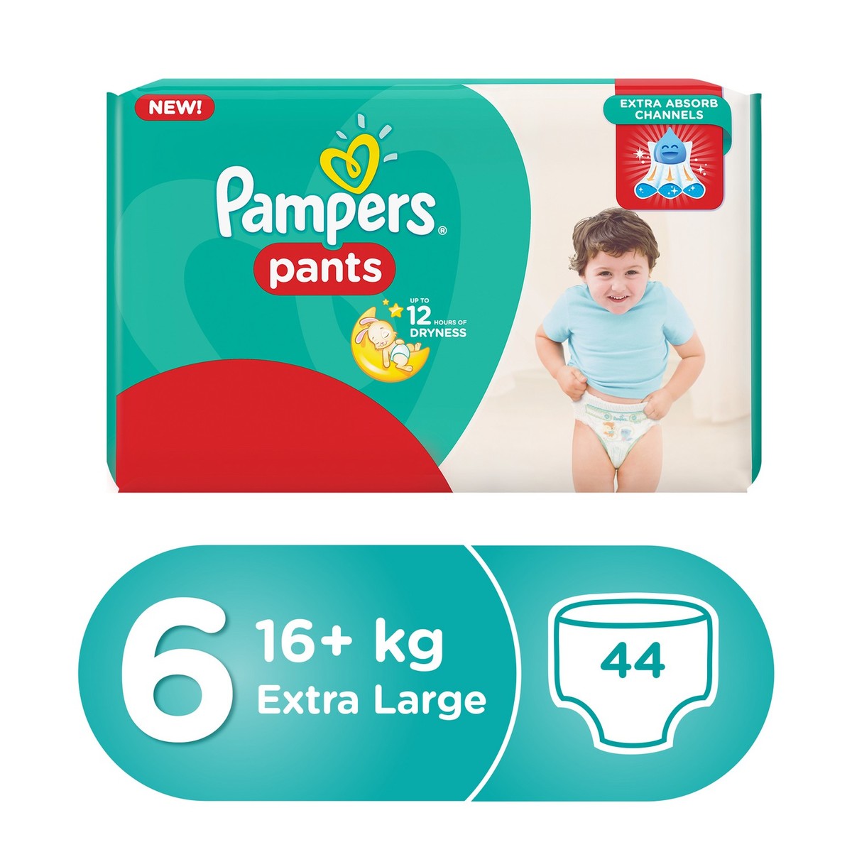 Pampers Pants Diapers, Size 6, Extra Large, >16kg, Jumbo Pack, 44 Count