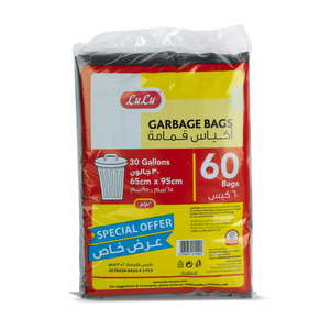 LuLu Garbage Bags Capacity 30 Gallons Size 65cm x 95cm 60pcs