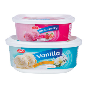 LuLu Ice Cream Vanilla 1Litre + Strawberry Value Pack 500ml