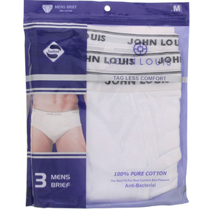 John Louis Mens Brief 3Pc Pack White Medium