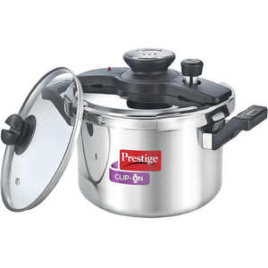 Prestige Clip On Stainless Steel Pressure Cooker 5Ltr With Glass Lid
