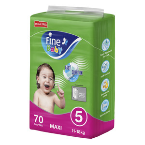 Fine Baby Diapers Size 5 Maxi 11-18kg Mega Pack 70pcs