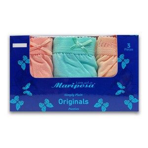 Mariposa Women's Panty Plain Outer-54 3Pcs Pack Assorted Colors - Small