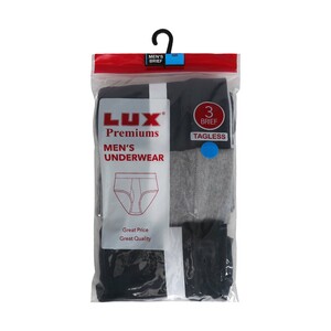 Lux Men's Brief Rib 3 Pcs Pack Assorted Colors Medium