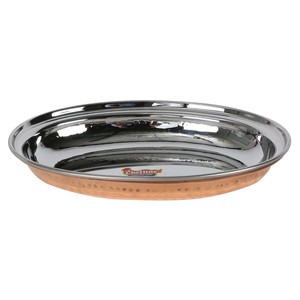 Chefline Double Wall Copper Oval Curry Dish 23cm