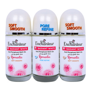 Enchanteur Radiant White Anti-Perspirant Roll On Assorted 3 x 50ml