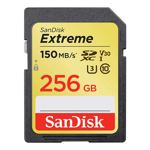 SanDisk Extreme 256GB SDXC Memory Card up to 150MB/s, UHS-I, Class 10, U3, V30
