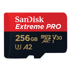 Extreme Pro microSDXC 256GB + SD Adapter + Rescue Pro Deluxe 170MB/s A2 C10 V30 UHS-I U3