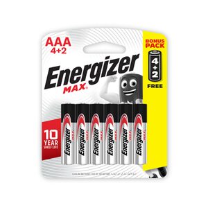 Energizer Max AAA Alkaline Battery 4+2