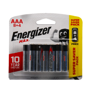Energizer Max AAA Alkaline Battery 8+4
