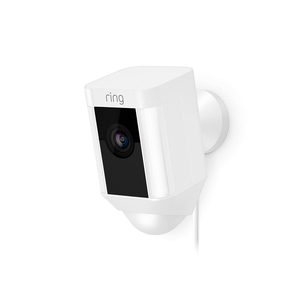Ring Spotlight Cam Wired , HD Security Camera with LED Spotlight, Alarm, Two-Way Talk, White