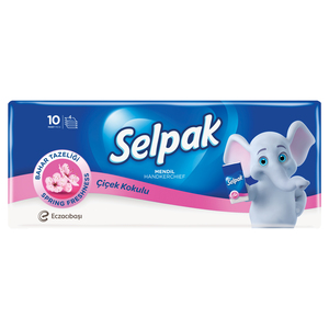 Selpak Facial Pocket Tissue Hanky Flower Scented 4ply 10 x 10 Sheets