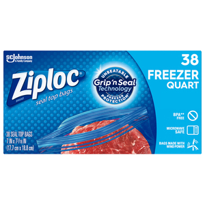 Ziploc Freezer Bag Seal Top Size 17.7cm x 18.8cm 38pcs