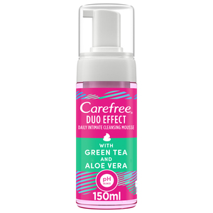 Carefree Daily Intimate Cleansing Mousse Duo Effect with Green Tea and Aloe Vera 150ml