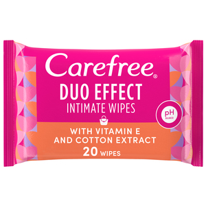 Carefree Daily Intimate Wipes Duo Effect with Vitamin E and Cotton Extract 20pcs