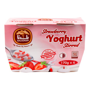 Baladna Strawberry Yoghurt Stirred 4 x 170g