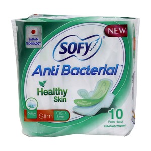 Sofy Healthy Skin Anti-Bacterial Slim Pads With Wings Large 10pcs