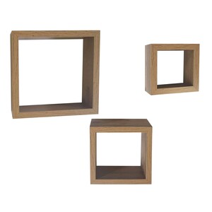 Maple Leaf Home Wall Shelf Cube 3pcs Set Oak A905A Size: W25xD9xH25cm / W20xD9xH20cm / W15xD9xH15cm