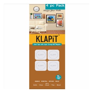 KLAPiT Magnetic Wall Strips For Damage Free Hanging Pictures & Frames 94WWB4P 4pcs