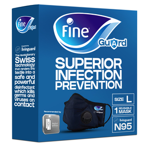 Fine Guard N95 Adult Face Mask With Livinguard Technology Infection Prevention Size Large 1pc