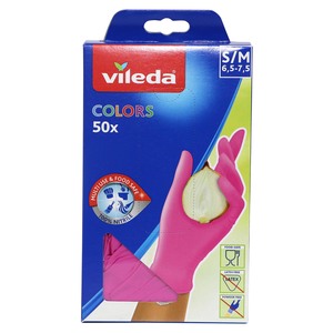 Vileda Colors Nitrile Gloves Small/Medium 50pcs