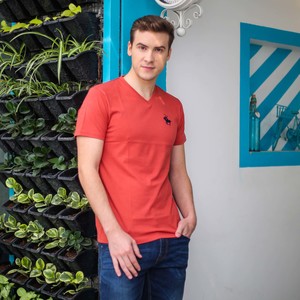Marco Donateli Men's V-Neck T-Shirt S/S MDV8 Haute Red Large