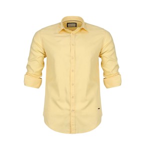 Debackers Men's Casual Shirt Long Sleeve 2025 Yellow Meduim