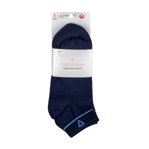 Cortigiani Women's Ankle Socks BS01 Pack of 3 Blue Free Size