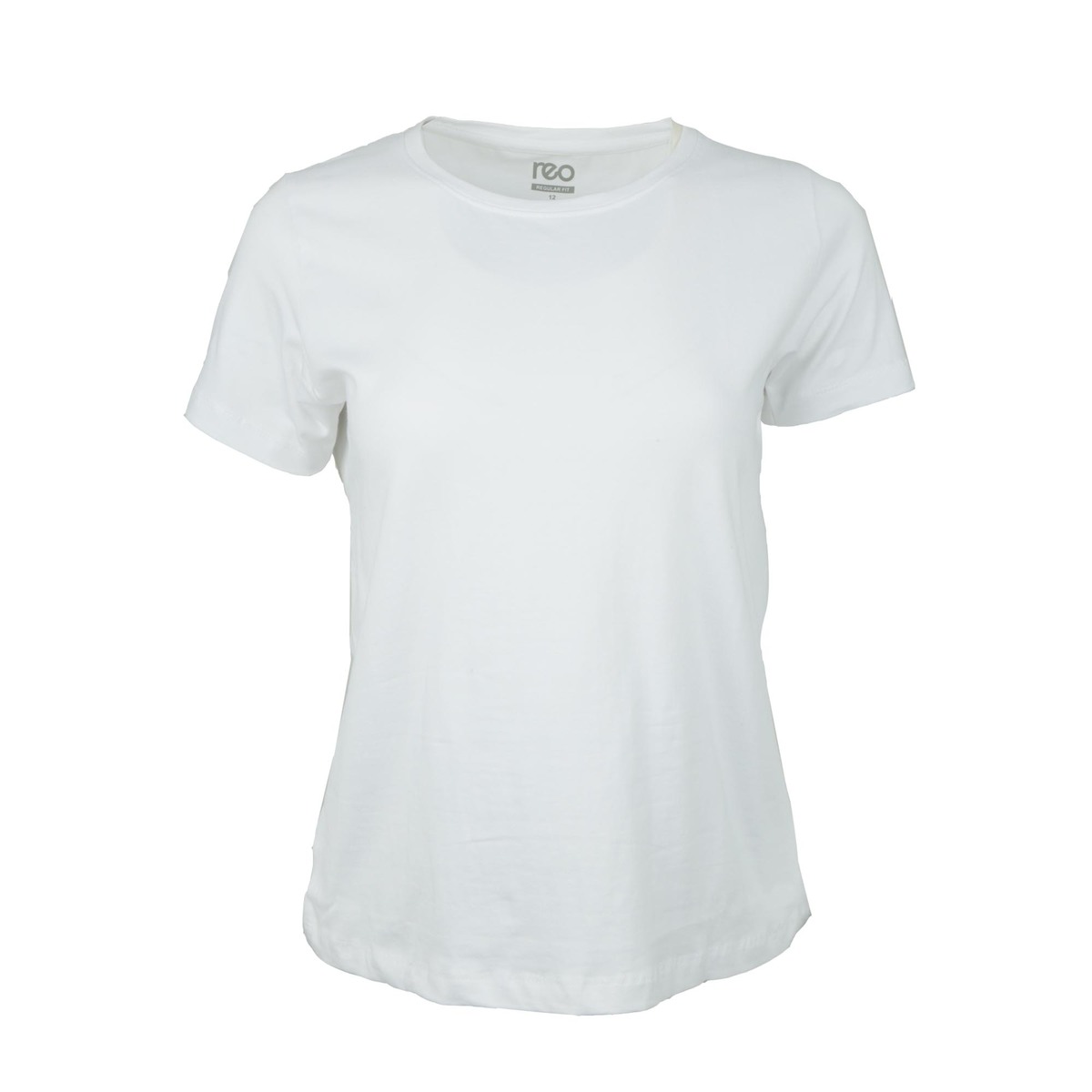 Reo Women's Basic T-Shirt B0W004B Short Sleeve White 8 Extra Small