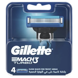 Gillette Mach3 Turbo Men's Razor Blade Refills 4pcs