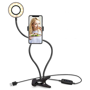 Trands Selfie Ring Light with Flexible Mobile Phone Holder Lazy Bracket Desk Lamp LED Light for Live Stream Office Kitchen Home TH507