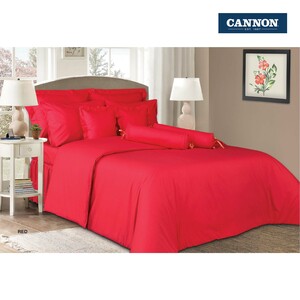 Cannon Fitted Sheet + Pillow Cover Plain Single Size 120x200cm Red