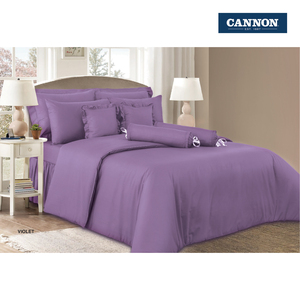 Cannon Bed Sheet + 2pcs Pillow Cover Plain King Size 274x259cm Violet