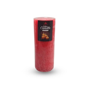 Maple Leaf Pillar Candle P801 3x8inch Red