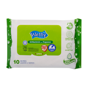 Wetty Anti-Bacterial Wipes With Fragrance 10pcs