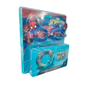 Spiderman Printed Kids Inflatable Swim Ring + 3D Swim Goggle Set RHA6010