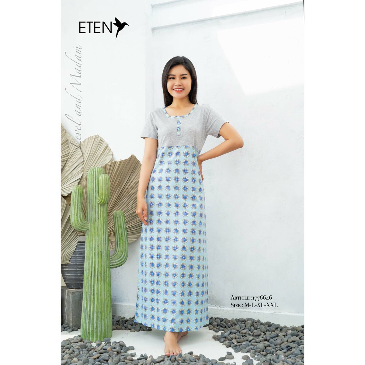 Eten Womens Night Gown Short Sleeve LM12, M