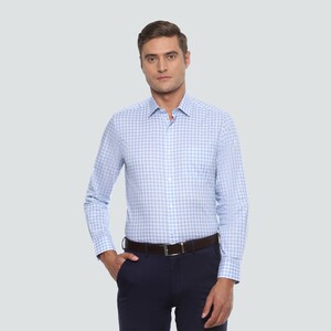 Louis Philippe Men's Shirt Long Sleeve LPSFMSLPE10631 Blue, 40
