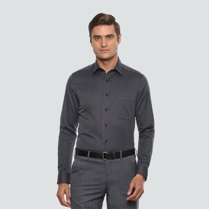Louis Philippe Men's Shirt Long Sleeve LPSFMCLB823886 Black, 42