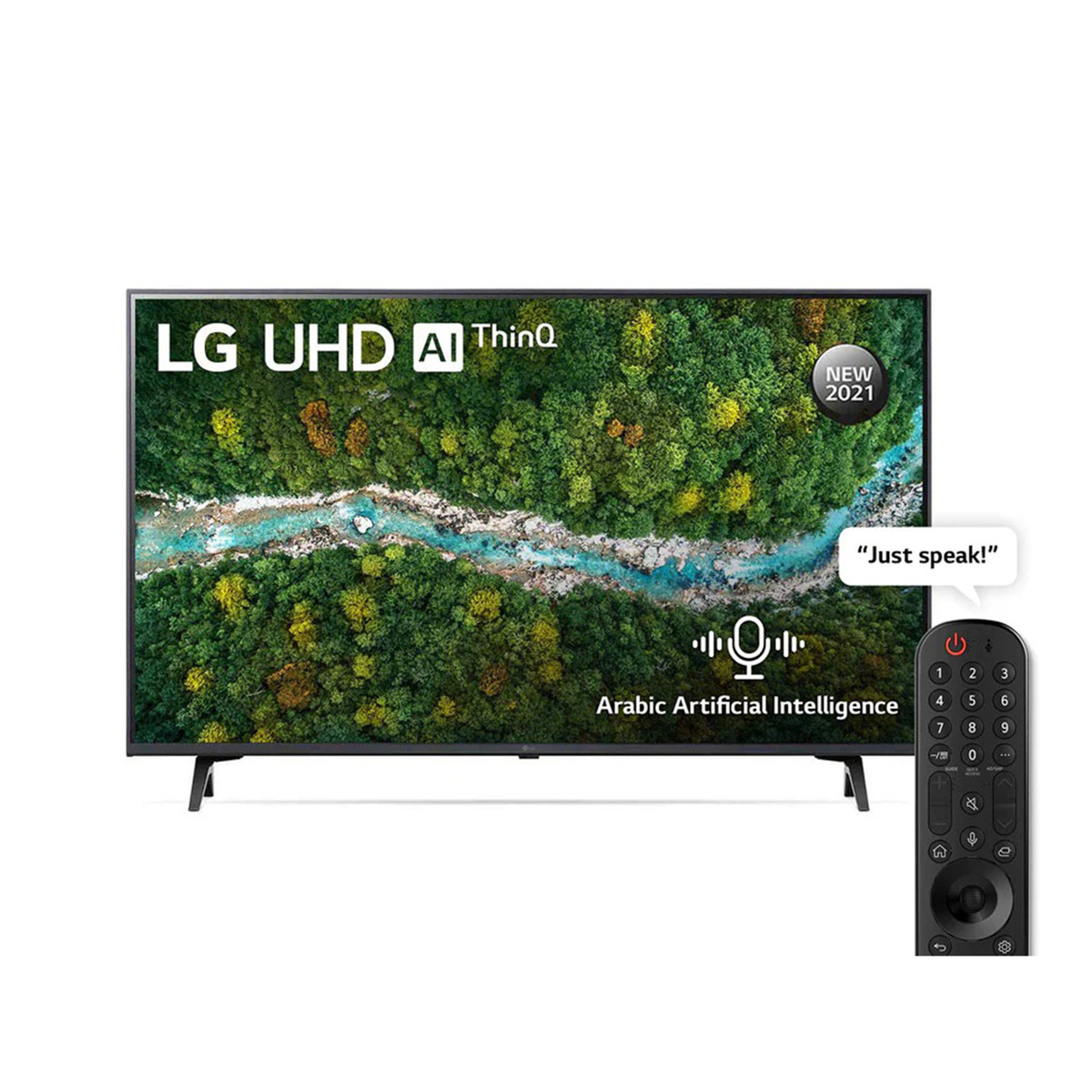 LG UHD 55 Inch UP77 Series Cinema Screen Design, New 2021, 4K Active HDR webOS Smart with ThinQ AI